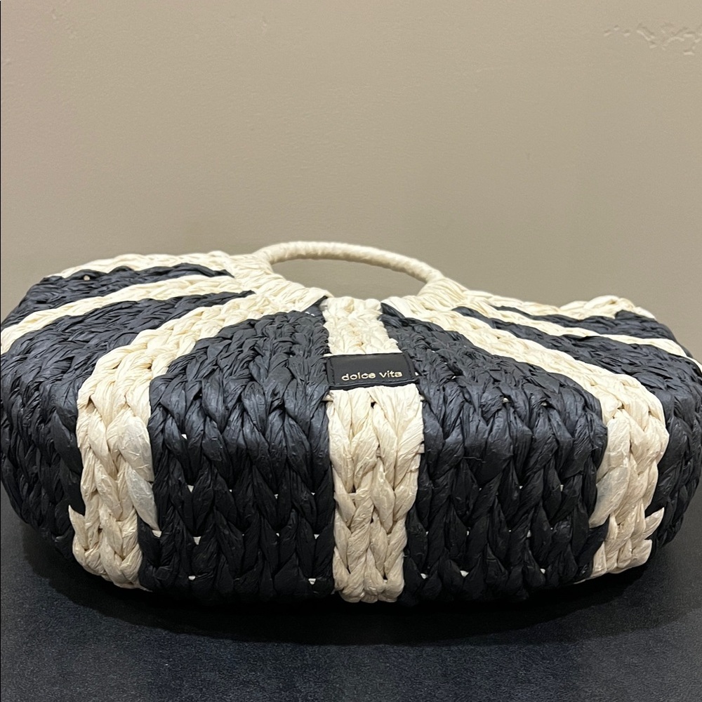 Dolce Vita | Black Raffia Shopper “EstelleB” Tote ~ Canvas Inside - Picture 11 of 16